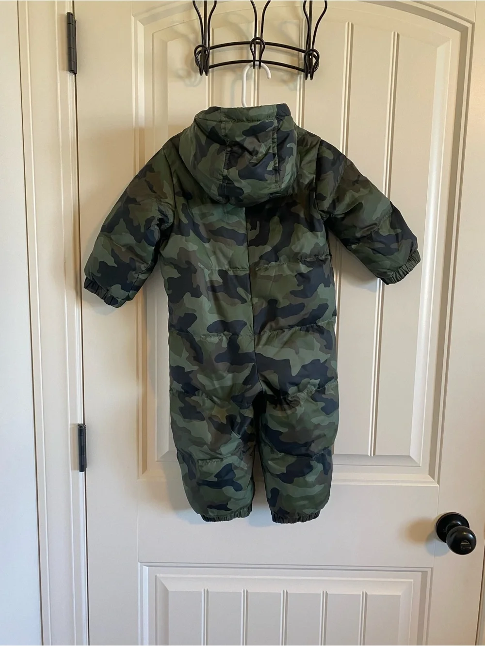 GAP Hooded Down Camo One-Piece Snowsuit - Olive, Dark Green & Black